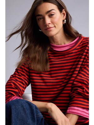 DeFacto Çizgili Uzun Kollu Tişört H6576AX26SP