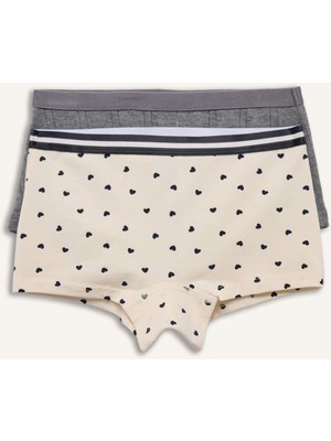 DeFacto Kalp Desenli Penye 2'li Boxer Kız Çocuk G8509A826SP
