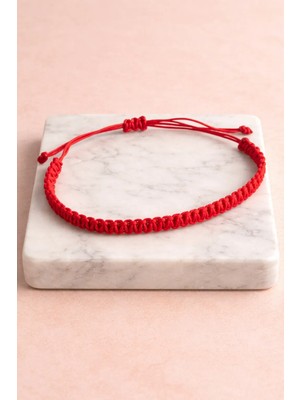 Crystal Atelier Kırmızı Makrome Bileklik - Sörfçü Bileklik - Unisex El Yapımı Makrome Asansörlü Ayarlanabilir Hediyelik - Ip Bileklik - Makrome Bileklik - Örgü Bileklik - Kırmızı Bileklik