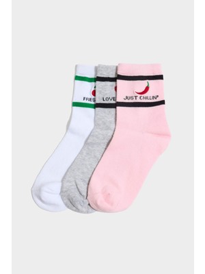 DeFacto 3'lü Pamuklu Patik Çorap Kız Çocuk G3954A8NS