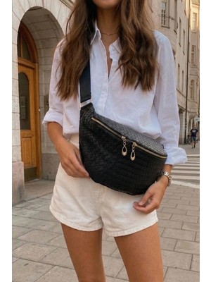 Marjin Kadın Fermuar Kapama Uzun Askılı Ayarlanabilir Çapraz ve Omuz Çantası Nelipa Siyah