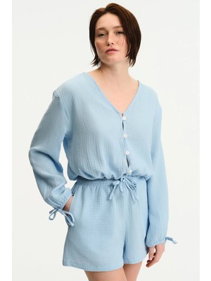 Penti Pastel Mavi Lessi Balloon Gömlek