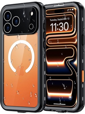 Wowacs Apple iPhone 17 Pro Max ile Uyumlu Kılıf Su Geçirmez 360 Derece Koruma Waterproof Telefon Kılıfı