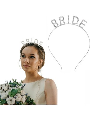 Çerçici Gümüş Renk Bekarlığa Veda Kristal Taş Bride Tacı Ithal 16X10 cm
