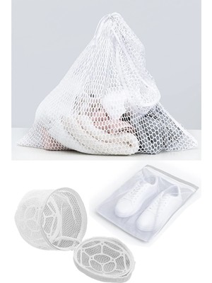 Çerçici 3lü Yıkama File Seti - Ayakkabı Filesi-Plastik Aparatlı Sütyen Yıkama- Çamaşır Yıkama Filesi