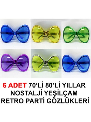 Çerçici 70LI 80LI Yıllar Nostalji Yeşilçam Retro Parti Gözlükleri 6 Adet