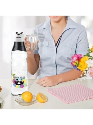 Çerçici Sevimli Panda Tasarımlı Cam Suluk  Sızdırmaz 1000 ml