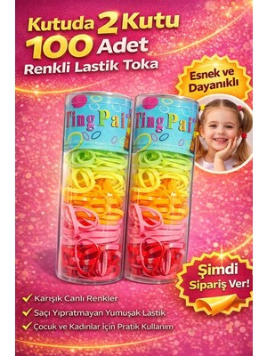 Uslucan Alışveriş 2 Kutu 100 Adet Renkli Lastik Toka Seti Karışık Renkli Saç Lastiği Çocuk ve Kadın Saç Tokası