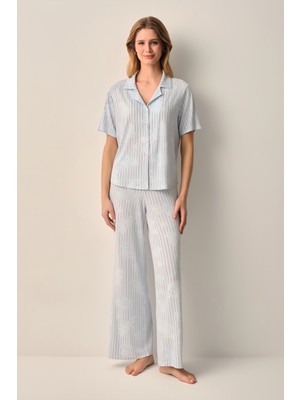 Suwen Lady Gömlek Yaka Pijama Takımı