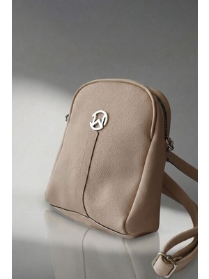 Mini Krem Deri Günlük Kadın El, Omuz, Çapraz Çanta