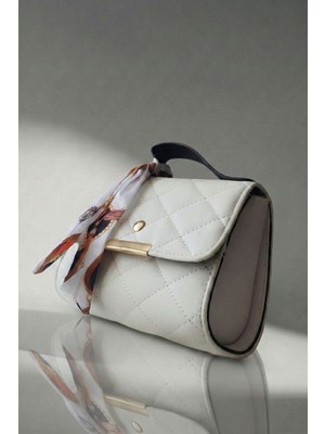 Mini Kapitone Desen Fularlı Zincir Askılı Kadın El ve Omuz Çanta