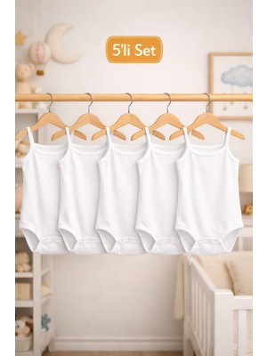 Vieso 5li Ip Askılı Beyaz Pamuklu Çıtçıtlı Body Atlet Zıbın