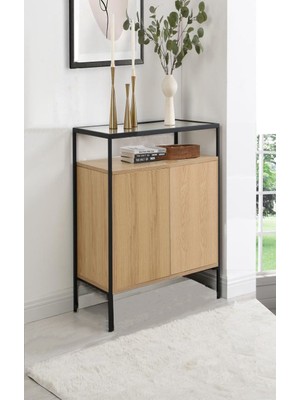 Feyza Design Gri Dolaplı Dresuar, Camlı Ayakkabılık ve Depolama Alanı