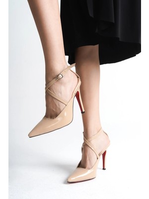 Ayakkabı Ateşi Kadın Biyeli  Ince Topuklu Ayakkabı Nolera Nude Rugan