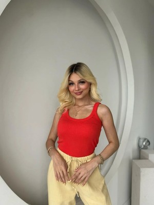 Fehu Bloom Geniş Yaka Fitilli Atlet Nar Çiçeği