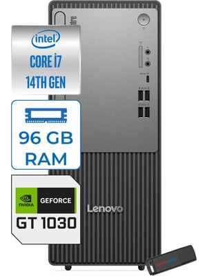 Lenovo Thinkcentre Neo 50T Gen 5  Intel® Core™ İ7-14700 96GB Ddr5 2tb SSD 4GB/GT1030  Freedos Mini Tower Masaüstü Bilgisayar 12UD001UTR21F34+ZETTAUSBBELLEK