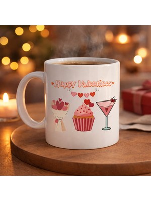 Uravas Store Happy Valentines Kupa – Model 6 Sevgililer Günü Özel Tasarım Porselen Kupa