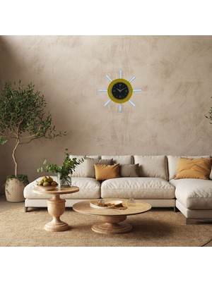 Uravas Store Sarı Modern Kavelalı Dümen Duvar Saati