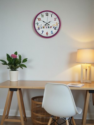 Uravas Store 36 cm Pembe Çocuk Odası Duvar Saati