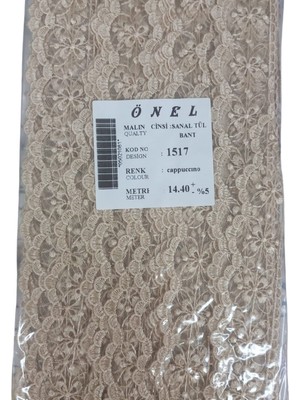 Uravas Store Dantel Polyester Sanal Tül Bant Cappucino 14,40 Metre En 3 cm ON-1517-C