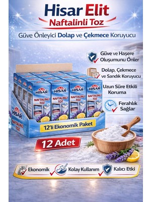 Uravas Store Hisar Elit Naftalinli Toz Güve Önleyici Dolap ve Çekmece Koruyucu 12 Adet