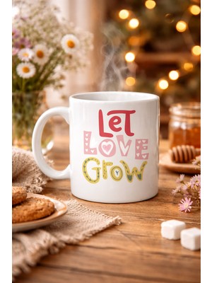 Uravas Store Let Love Grow Tasarımlı Porselen Kupa Model 37 – Sevgi Temalı Özel Hediye Kupası