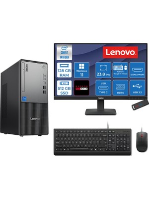 Lenovo Thinkcentre Neo 50T Gen 5  Intel® Core™ İ7-14700 128GB Ddr5 512GB SSD 4GB/RX550 WIN11HOME +23.8 Monitör Mini Tower Masaüstü Bilgisayar 2312UD001UTR27H37+ZETTAUSBBELLEK