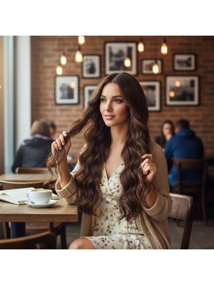 Uravas Store Uzun Su Daası Fiber Sen Peruk / Kahve Karamel