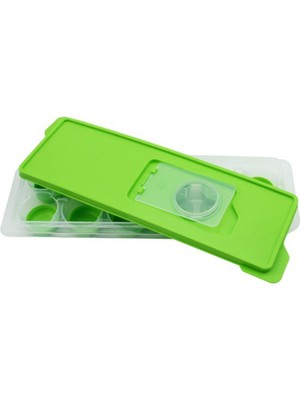 Uravas Store® 12LI Kapaklı Yapışmaz Silikon Tabanlı Plastik Küp Buz Kalıbı