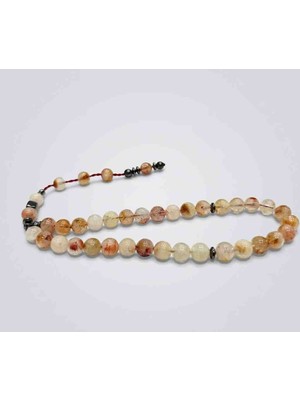 İnci Konsept Doğal Sitrin Taşı Tesbih - Bolluk Bereket Para Pozitif Enerji ve Odaklanma Taşı 33'lü [8mm]- Hediyelik Tespih