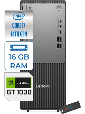 Lenovo Thinkcentre Neo 50T Gen 5  Intel® Core™ İ7-14700 16GB Ddr5 2tb SSD 4GB/GT1030  Freedos Mini Tower Masaüstü Bilgisayar 12UD001UTR21F04+ZETTAUSBBELLEK