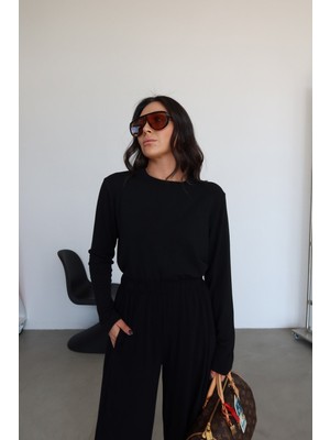Özge Özgenç Bisiklet Yaka Uzun Kollu Bluz
