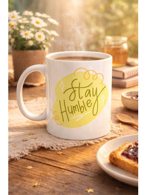 Uravas Store Stay Humble Porselen Kupa Model 129 – Minimal Motivasyon Kupası, Tasarım, Günlük Kahve & Çay Ku