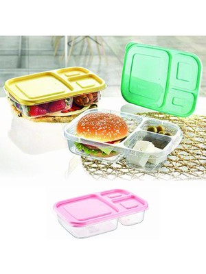 Uravas Store® 3 Bölmeli Sefer Tası Pratik Kolay Gıda Diyet Saklama Erzak Kabı