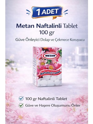 Uravas Store Metan Naftalinli Tablet 100 gr Güve Önleyici Dolap ve Çekmece Koruyucu 1 Adet