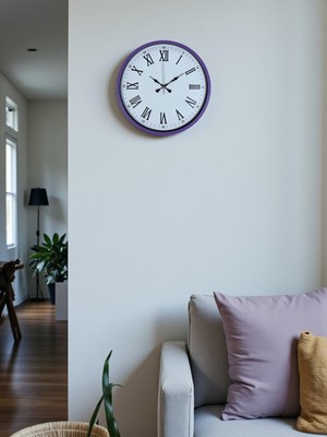 Uravas Store 36 cm Mor Roma Rakamlı Dekoratif Duvar Saati