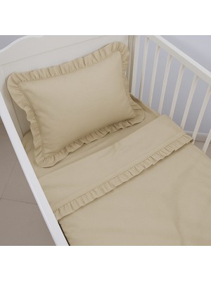 Jaju Baby Kapiçino Bebek Nevresim Takımı – 60X120 | 70X140 | 80X130 Beşik Uyumlu – Fırfırlı Premium Set