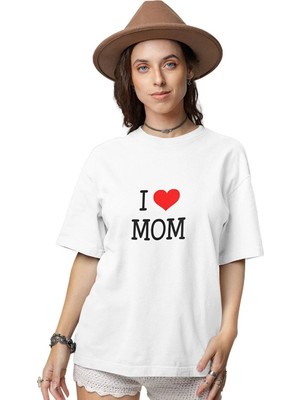 Velmora Fashion Bisiklet Yaka Baskılı Oversize T-Shirt - Beyaz -