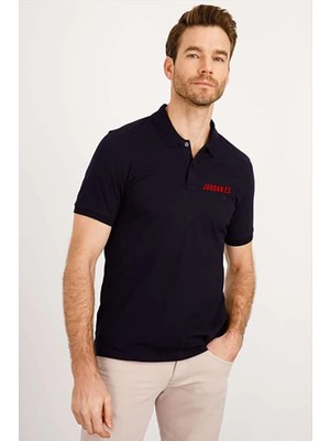 Velmora Fashion Yakası Düğmeli Yakalı Pike Baskılı T-Shirt - Beyaz -