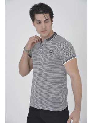 Velmora Fashion Yakalı Slim Fit Dokuma T-Shirt - Beyaz -