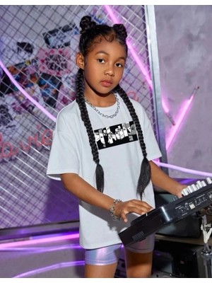 Velmora Fashion Çocuk   Baskılı T-Shirt - Beyaz