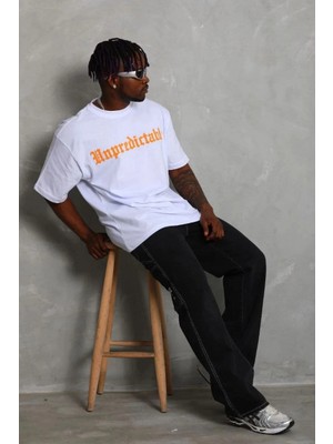 Velmora Fashion Erkek Baskılı T-Shirt Kısa Kol Bisiklet Yaka Regular Fit Tişört - Beyaz