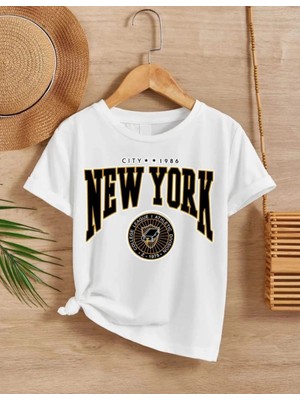 Velmora Fashion Çocuk   Baskılı T-Shirt - Beyaz