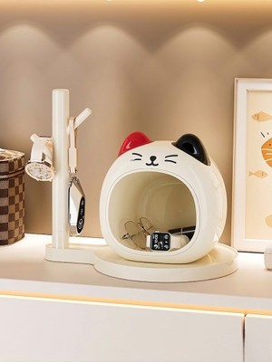 Adefco Kedi Figürlü Anahtarlık ve Aksesuar Düzenleyici Raf Askılı Organizer Stand