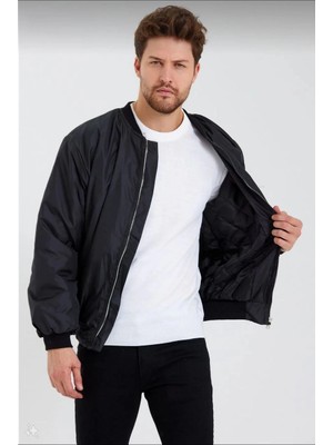 Velmora Fashion Siyah Bomber Mont - Su Itici Kumaş, Kapitone Astarlı, Fermuarlı -