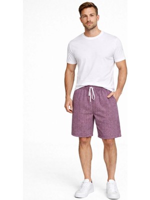 Velmora Fashion Erkek Pötikareli Beli Lastikli ,cepli Yazlık Şort - Gül Kurusu