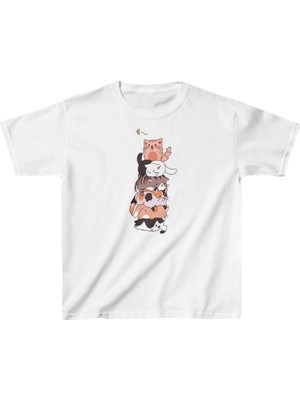 Velmora Fashion Çocuk   Baskılı T-Shirt - Beyaz