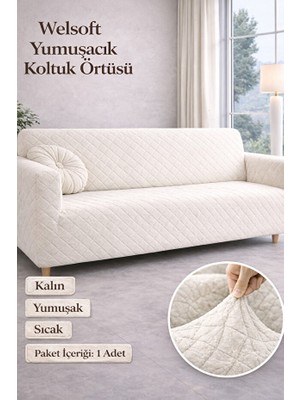 Faiend Yumuşacık Welsoft Lastikli 3 Kişilik Koltuk Örtüsü | Kaymaz, Esnek ve Yıkanabilir Koltuk Kılıfı