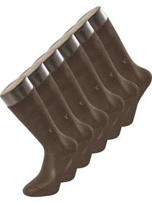 Türen Erkek Düz Soket Çorap 6'lı Paket 9101/KAHVERENGI