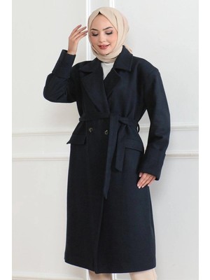 Velmora Fashion Düğmeli Içi Astarlı Kaşmir Kaşe Kaban - Laci